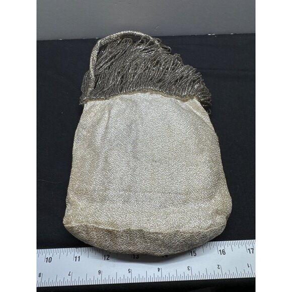 Vintage Walborg Flapper Silver Gray Beaded Evening Bag With Fringe & Strap - Picture 11 of 13